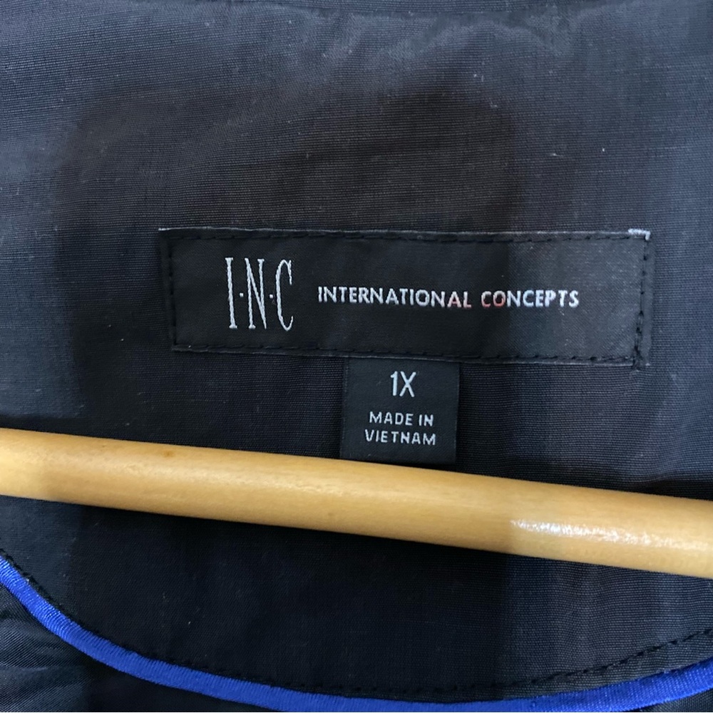 VINTAGE INC INTERNATIONAL CONCEPTS size 1X casual cropped waist tie trench coat - Picture 9 of 10